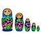 Beautiful Wooden with Light Blue Color Hood and Flowers Nesting Dolls